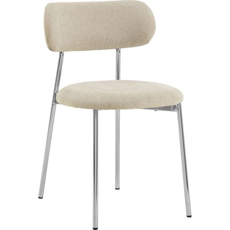 Lot de 2 chaises en tissu pieds chrome - Beige - Elli (1/5)