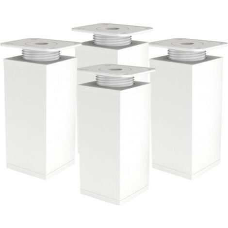 Pieds de meuble réglables lot de 4 – Aluminium anodisé 120mm – Capacité 120kg – Plaques de montage incluses – Fixation par vis (1/4)