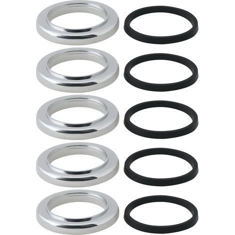 Set mit 5 Armaturensockelringen – verchromtes ABS – 49,2 mm Durchmesser – robuster Dichtungsring – Badezimmerrenovierung (1/5)