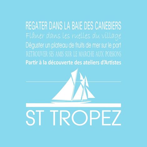 Tableau sur toile Saint-Tropez bleu clair 30x30 cm - Impression sur Toile Murale Décorative - Image imprimée en HD sur Toile - Toile sur Châssis en Bois FSC - Fabriqué en France (1/4)