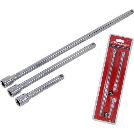 Neilsen 3pc 1/4" Drive Socket Extension Bar Set 75mm 150mm 225mm Extra Long