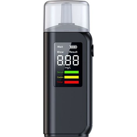 Éthylotest - Affichage LED Anglais - Capteur Semi-conducteur - Usage Personnel et Professionnel - 0,00 à 0,20 % BAG - USB-C Rechargeable - 11,15 x 4,1 x 2 cm - 1 Pièce (1/5)
