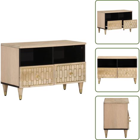 Meuble TV 70x33x46 cm Bois massif de manguier - Meuble Tv - Meuble Televison - Support Tv - Unit Tv - Meubles Tv (1/5)