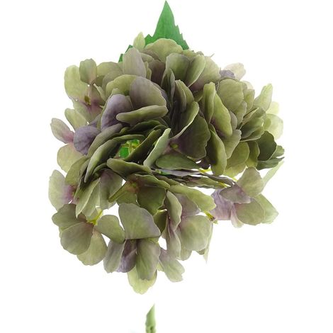 DPI – Fleurs d'hortensia artificielles mauve-vert, style shabby chic – Plante artificielle, hauteur 34 cm