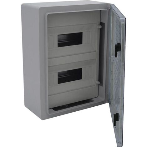 Armoire électrique 24 modules 400x300x165mm étanche IP65 - Porte transparente - avec rail DIN