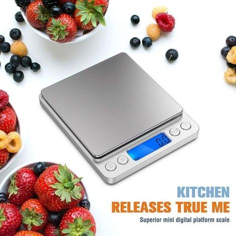 Balance de cuisine numérique de haute précision avec affichage LCD, pesée en grammes et en onces (3 kg/0,1 g). Idéale pour la cuisine et la pâtisserie.