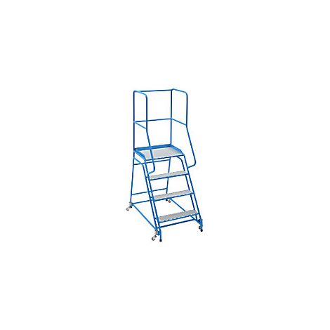 Escalera con tarima  rodante  plataforma y peldaños de rejilla