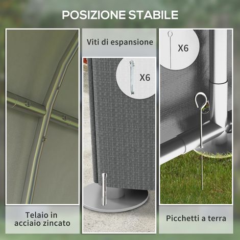 Casetta da giardino temporanea 179x120 cm con accessori, colore grigio scuro, facile montaggio, ideale per rimessa attrezzi