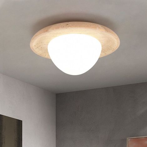 Plafonnier Moderne D25H10, Lampe de Plafond en Pierre Jaune, Luminaire pour Salon Couloir Entrée Escalier (Ampoule Incluse) Lumière Froide (1/5)