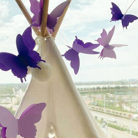 Guirlande décorative papillon en papier 3D à faire soi-même, guirlande de papillons à suspendre - (1/5)