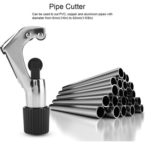 Verstellbarer Rohrabschneider für Rohre von 6–42 mm, Stahlschneidklinge, Handwerkzeug für Kupfer, Aluminium und PVC, robuster Rohrabschneider mit Rändelrad (1/5)