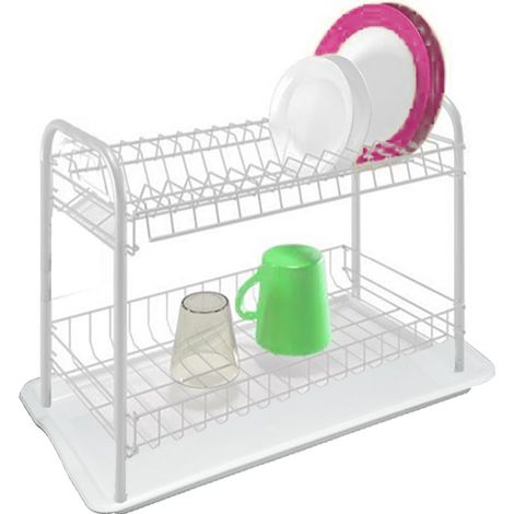 Scolapiatti da Cucina Lavello con Vassoio Zio 2 Posti Bianco Artex (1/2)