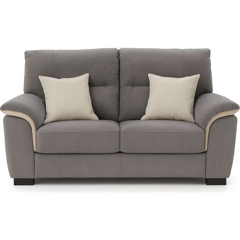 Divano 2 Posti Mikaela Fisso in Fibra Effetto Velvet Colore Antracite e Silver - 175x90x85 cm (1/5)