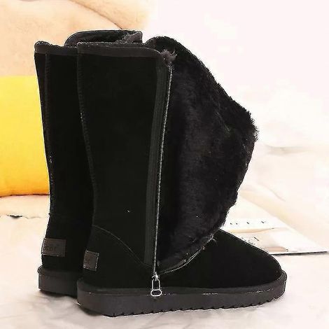 Bottines d'hiver pour femme Ecelen, doublées de peluche, fermeture éclair latérale, chaudes et à plateforme, Thfru22 41, noires (1/5)