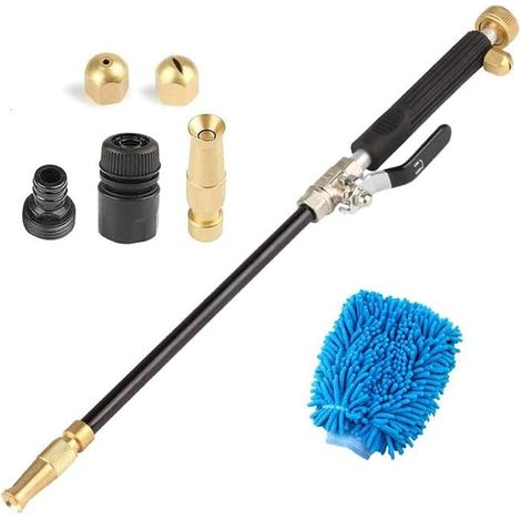 Nettoyeur haute pression avec 3 buses de jet pour amplificateur de pression, tuyau d'arrosage 20 MPA Hydro Jet 2 en 1, nettoyeur haute pression pour voiture, jardin, lavage d'eau (Noir) (1/5)