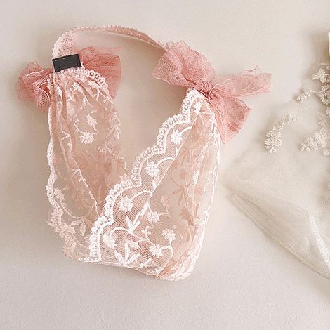 Mädchen-Spitzenhaarbänder, süß, elegant, Retro-Prinzessinnenstil, handgefertigte Spitzenhaarbänder für Partys, Geburtstage, Festivals, Rosa (1/5)