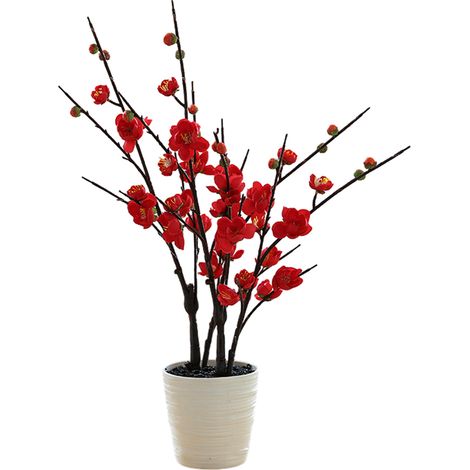 Arbre Artificiel - Faux Prunier À Double Fourche - Décoration Intérieure Extérieure - Plante En Pot - 1 Pièce (1/5)