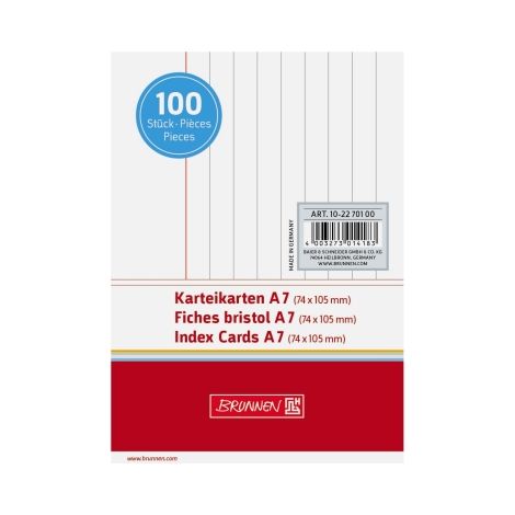 BRUNNEN Karteikarte 102270100 DIN A7 liniert ws 100 St./Pack. (1/2)