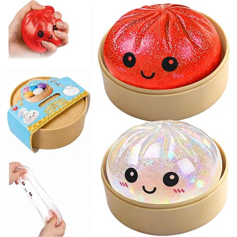 Jouet Anti-Stress Ravioli Pailleté - 1 Pièce - Mousse Souple - Effet Scintillant - Détente Bureau Enfant Adulte - Taille Géante (1/5)