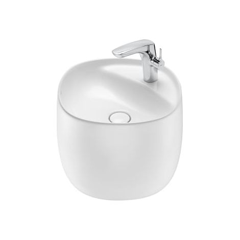 Roca - Lavabo con semi-pedestal integrado Fineceramic Beyond en acabado blanco (1/2)