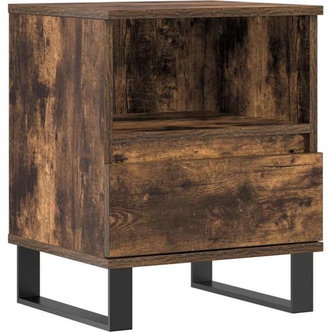 Comodino con cassetto e vano a giorno 40 x 35 x 50 cm multistrato marrone e metallo DEC033592