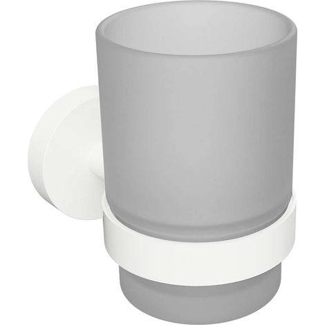Sapho X-Round - Vaso para cepillo de dientes con soporte, vidrio esmerilado/cromo XR903W (1/3)