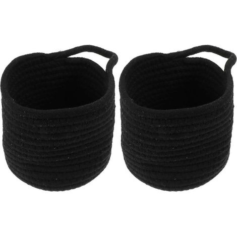 Lot de 2 paniers tressés, porte-pinceaux, petits paniers de rangement tressés, paniers en corde tressée-10X17X23CM-Black