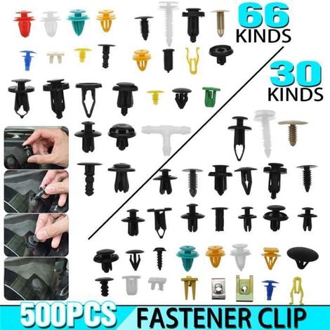 Rivets en plastique pour voiture - TEMPSA - Noir - Fixation clips - 500Pcs (1/4)