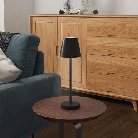 Lampe de chevet LED sans fil, lampe de table rechargeable USB-C, 3 couleurs, Ø 11,2 x 36,5 cm, noire (1/5)