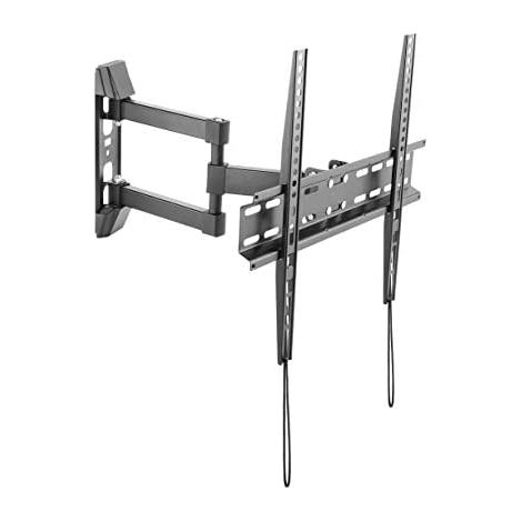 Napofix - Supporto a parete con 2 snodi, inclinabile e girevole per monitor e TV a schermo piatto da 32" a 65" - Nero