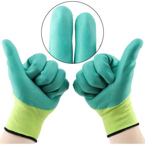 Gants de Travail Nitrile Imperméables et Anti-Dérapants  Green + Yellow  Longueur 23 cm  1 Paire  ManoMano Exclusive (1/5)