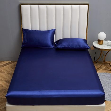 1 lenzuolo con angoli, in raso, 180 x 200 cm, con tasca profonda 30 cm, in microfibra traspirante, per materassi spessi (1/5)