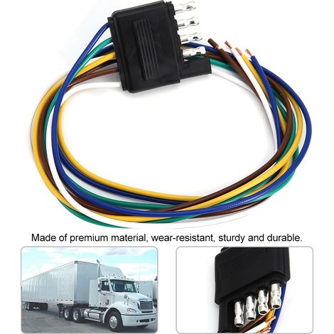Connecteur d'Extension de Câble de Remorque 5 Broches Plat, 25 Pouces (1/5)
