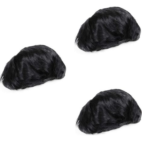 Kurze, glatte schwarze Herrenperücke (3X) für den täglichen Gebrauch (1/5)