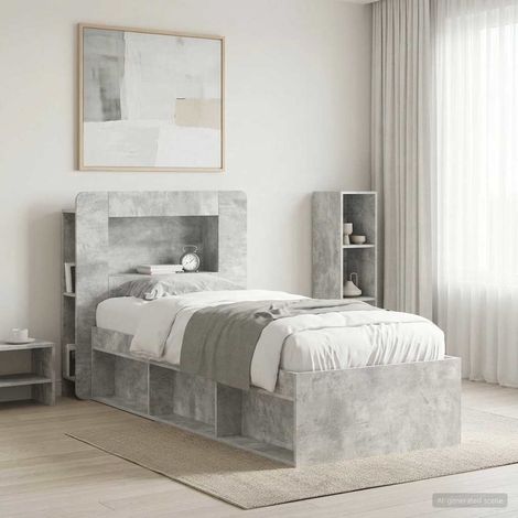 vidaXL Cabinet de Tête de Lit Gris béton Bois d’ingénierie (1/5)