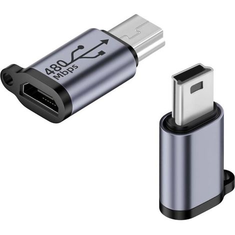 Bardusch-Lot de 2 mini adaptateurs USB mâle vers micro USB femelle vers micro USB 2.0 connecteur de données 480 Mbps 18 W 9 V/2 A (1/4)
