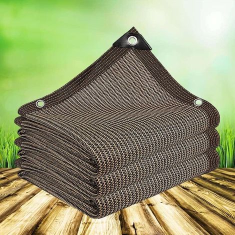 Shade Net 12 Pins 90-95% UV Ray Protection Shade Sail, Windproof Greenhouses with Eyelets, Outdoor Shade Cloth, for Plant Covering/Garden/Cars, 2x2m, Brown (1/5)