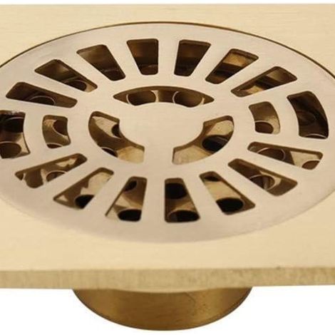 Bonde de douche carrée de 10 cm en laiton avec couvercle amovible et filtre à cheveux (1/5)