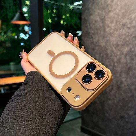 (Marron, iPhone 12) Coque de téléphone de voiture avec anneau magnétique rotatif à 360°, charnière d'écran antichoc et protection arrière