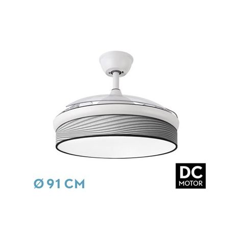 Ventilatore DC Fashion 72W Bianco/Grigio Groove 91cm 7200lm 3CCT Telecomando (1/2)
