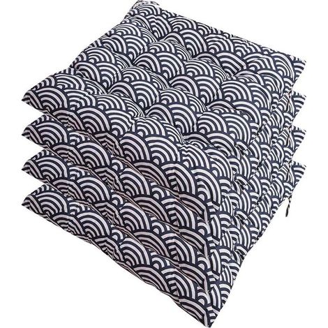 Set of 4 Chair Cushions, Soft Padded Chair Cushions with Ties, Portable Home and Office Decoration, Multicolor, Soft Seat Cushion 40 x 40 cm (1/3)