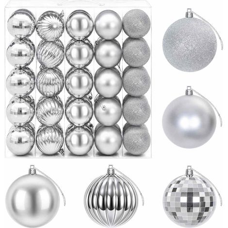 vidaXL Juego de bolas navideñas 50 uds. Plateado 8 cm Poliestireno (1/5)