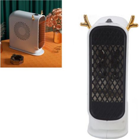 Mini fast-heating electric radiator with adjustable temperature, portable electric desk fan for office, bedroom, stylish, white, EU plug, 220V (1/5)
