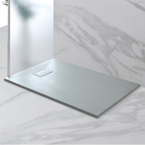 Piatto Doccia Effetto Pietra Sottile Antiscivolo Moderno - Colore: Grigio - Formato: 80 x 140 cm (1/4)