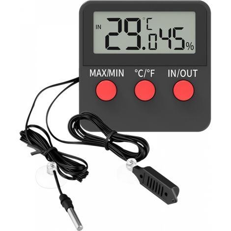 Thermomètre et hygromètre numériques pour reptiles avec sondes à distance – Hygromètre pour terrarium, cave à cigares, cage ou incubateur (1/5)