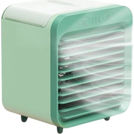 Mini-Wasserklimaanlage mit Ventilator, tragbar, USB-aufladbar, 3 Geschwindigkeitsstufen, mit Kühlbox für Zuhause und Büro, Grün (1/5)