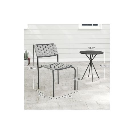 Salon de jardin gris en polyrattan avec 2 chaises empilables et table, résistant aux intempéries pour jardin, terrasse et balcon (1/5)