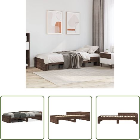 Holzbett -  Bettgestell ohne Matratze Braun Eiche 75x190 cm Holzwerkstoff (1/5)