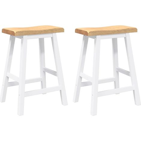 Maison Exclusive - Barhocker 2 Stk. Weiß Massivholz Gummibaum