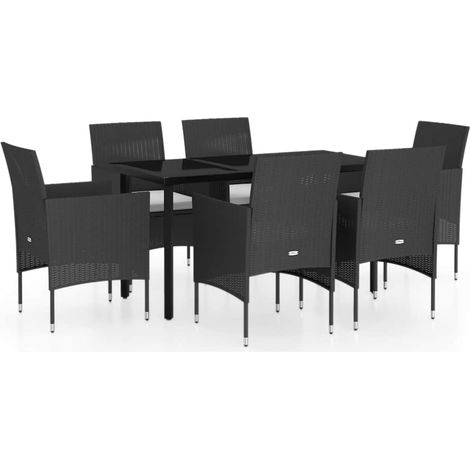 Maison Exclusive - Set da Pranzo da Giardino 7 pz con Cuscini Nero (1/5)